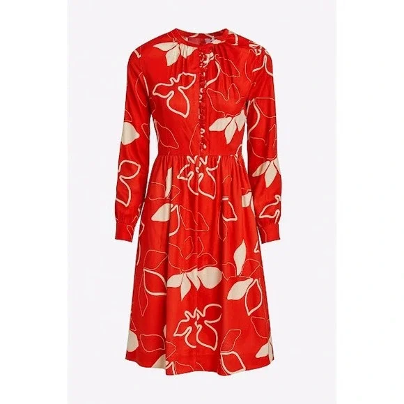 Vintage Bleeker Street Red White Floral Midi Dress 70s ILGWU Jonathan Logan - Picture 1 of 6